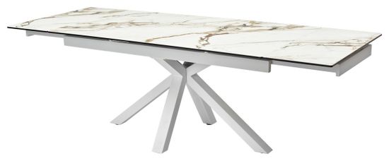 Стол ALTO 160 KL-188 Контрастный мрамор матовый, итальянская керамика/ белый каркас