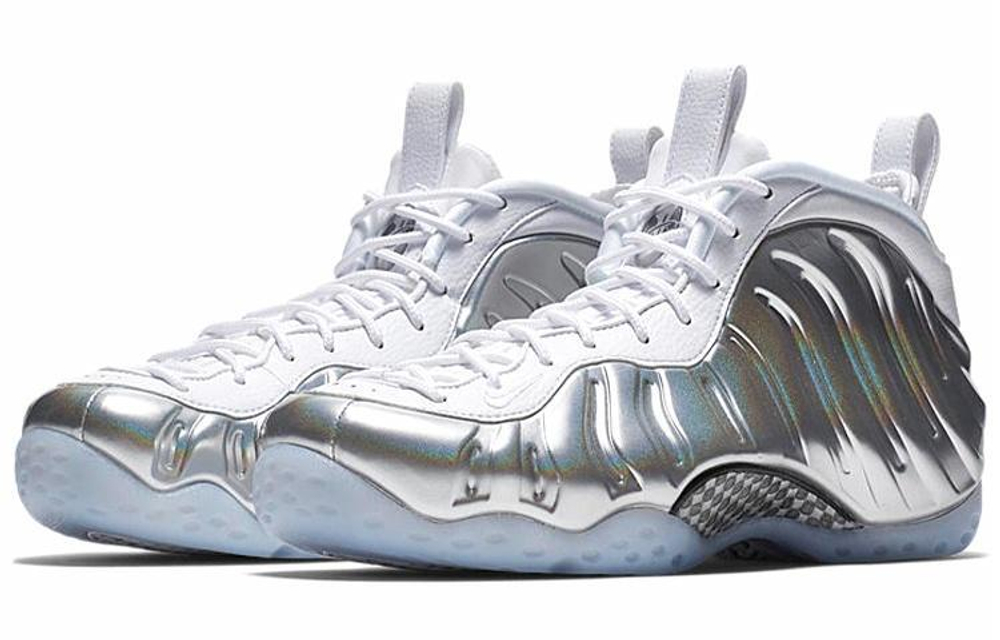 Кроссовки Nike Foamposite One Chrome White (Женская размерная сетка)