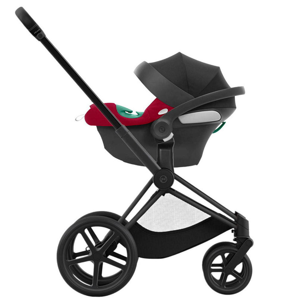 Коляска 3 в 1 Cybex Priam IV Matt Black complete и автокресло Aton B2 i-Size Dynamic Red Cozy Beige