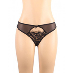 Пояс для чулок с ремешками и трусики Flower&bow, черные, XL-2XL