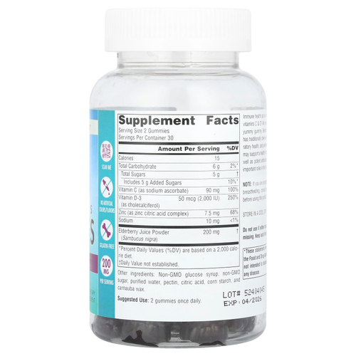 Source Naturals, Wellness Gummies, бузина, 60 жевательных таблеток