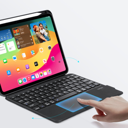 Чехол подставка с клавиатурой (RUS) от Dux Ducis для планшета iPad Pro 11 (2024-), серия DK Series Keyboard, русская клавиатура с подсветкой