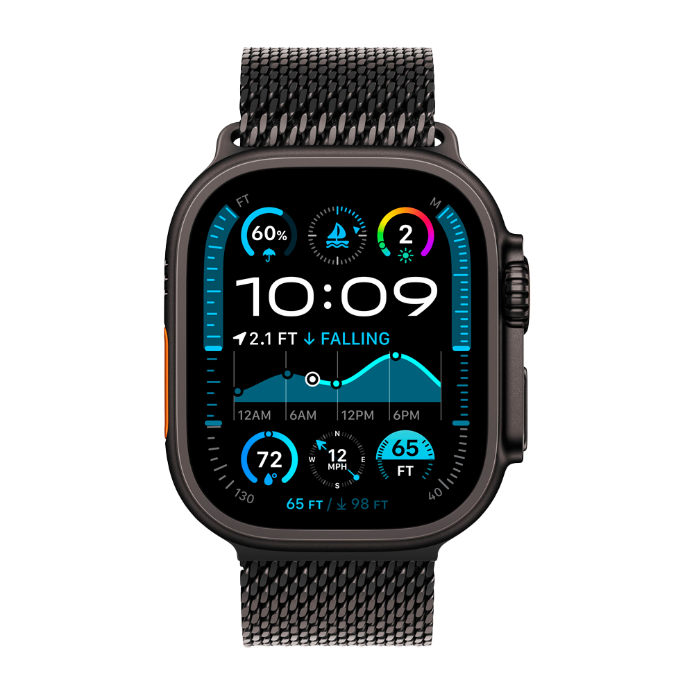 Умные часы Apple Watch Ultra 2 (2024) GPS + Cellular, 49mm, Black Titanium Case with Black Titanium Milanese Loop S, (Черный титан)