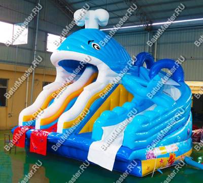 Надувная водная горка для аквапарка к бассейну «Кит» 7,5*7*7,2 м