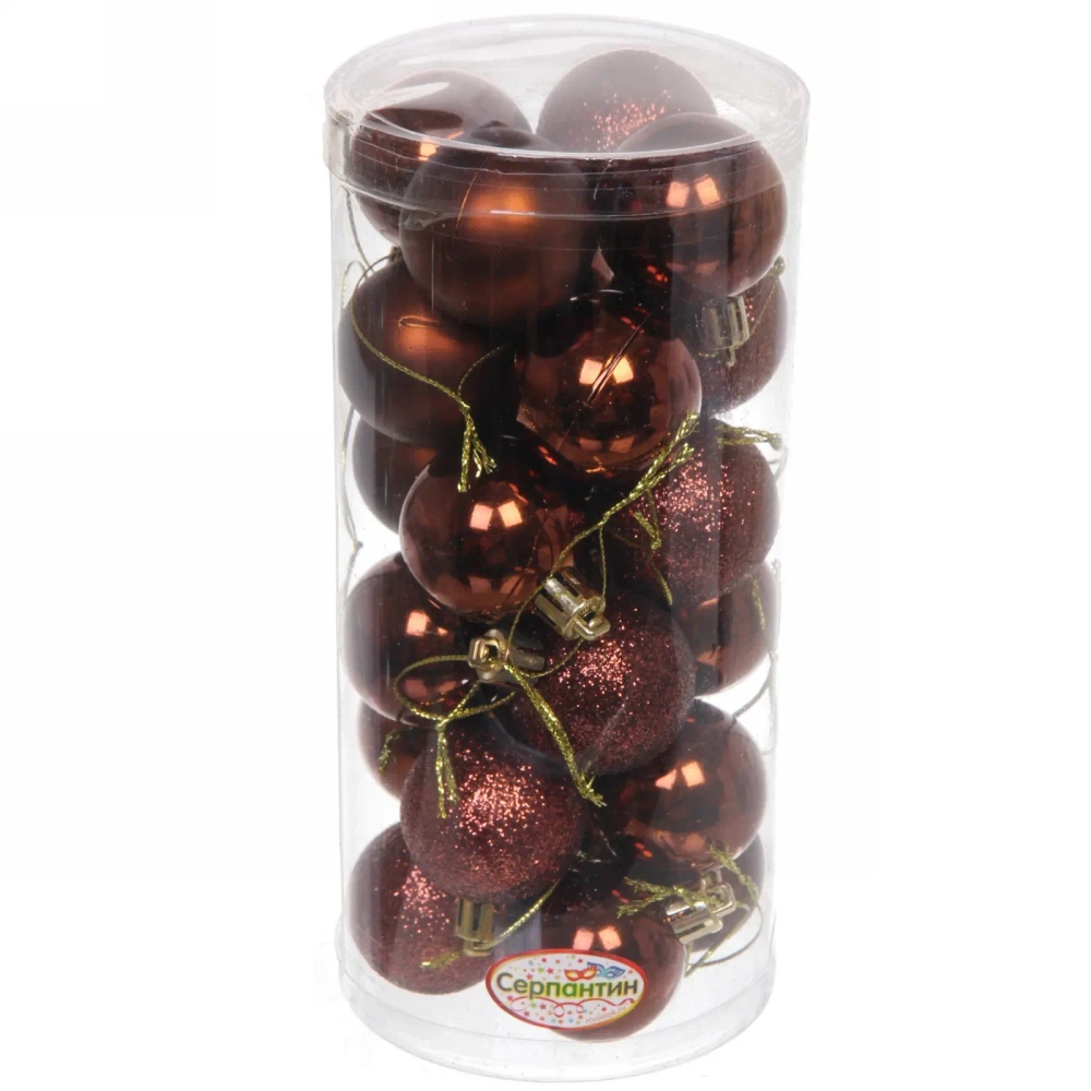 Новогодние шары 4 см (набор 24 шт) «Микс фактур», шоколад