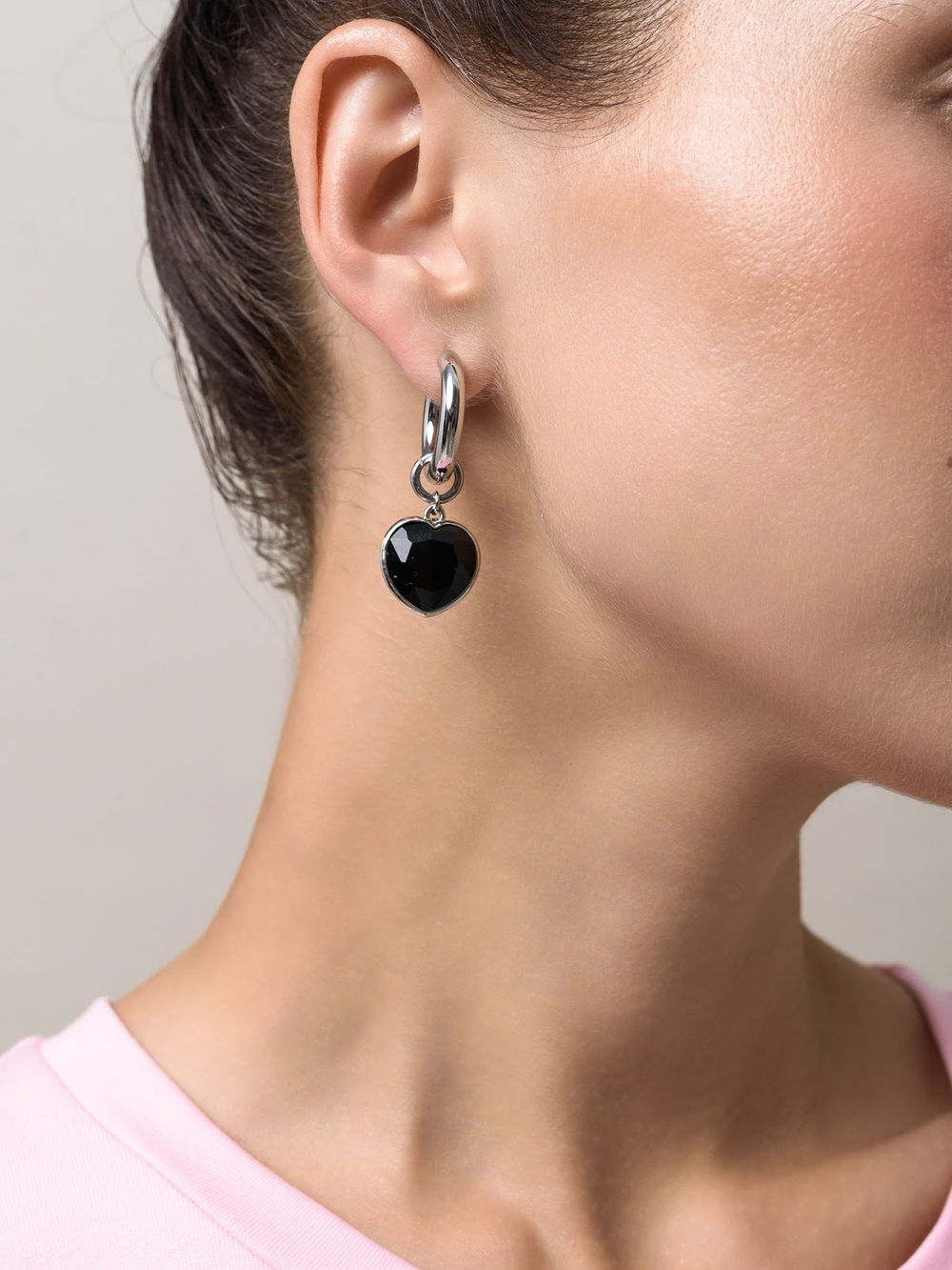 Серьги "Lovely" с черным агатом Silver