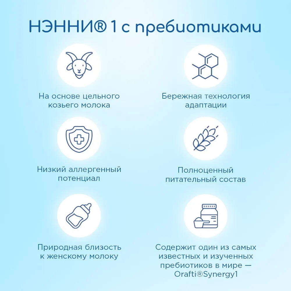 Смесь на козьем молоке Ненни с пребиотиками 1 800 г с 0-6 месяцев