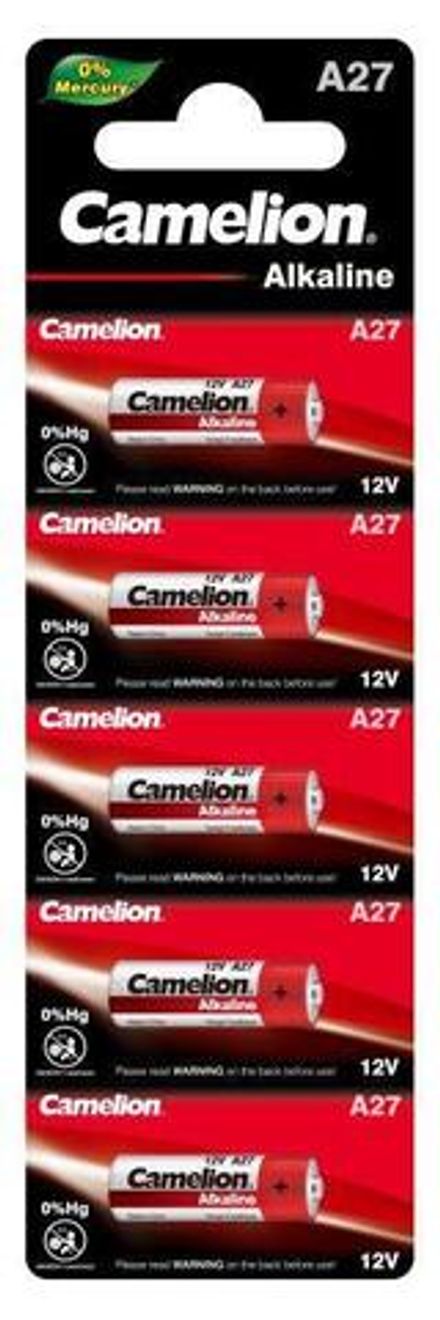 Элемент питания алкалиновый A27/LR27A 12В Mercury Free A27-BP5 для пультов сигнализаций BL-5 (блист.5шт) Camelion 12830