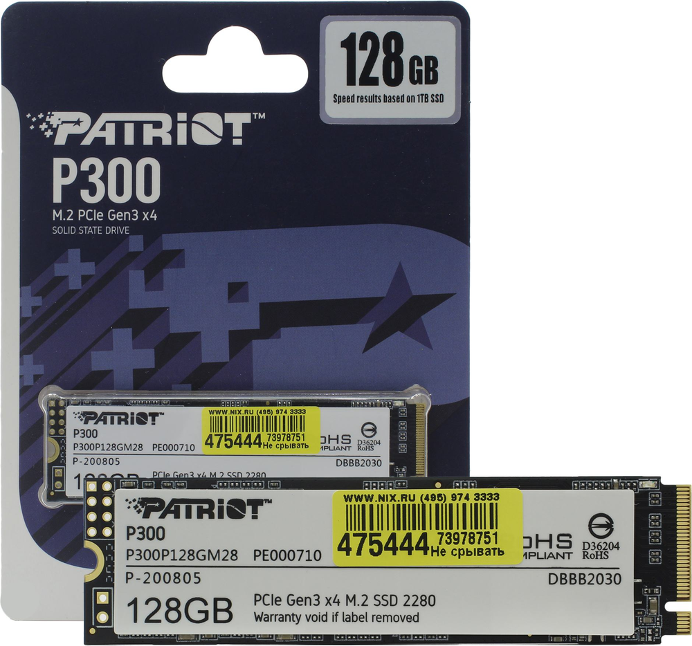 Накопитель SSD 128 Gb M.2 2280 M Patriot P300 &lt;P300P128GM28&gt;