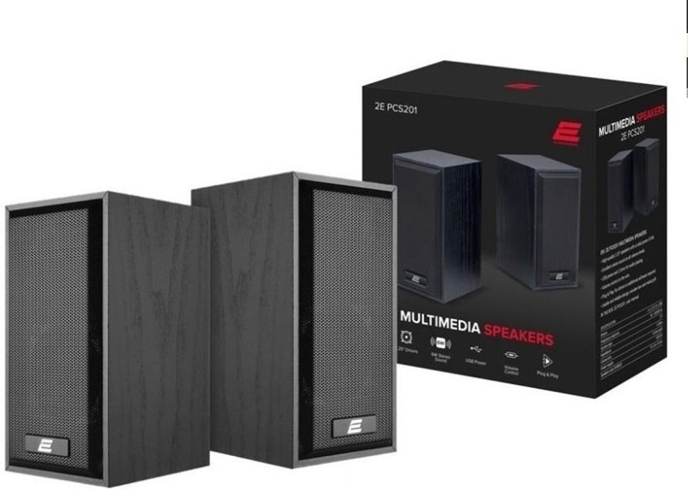 АКУСТИЧЕСКАЯ СИСТЕМА 2E PCS201 2.0 USB BLACK WOOD