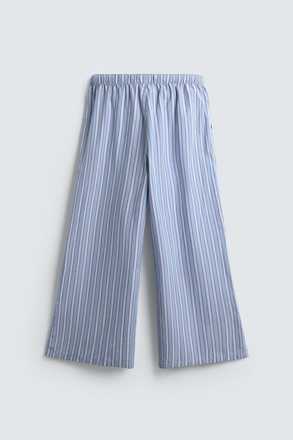 ZARA БРЮКИ OVERSIZED FIT В ПОЛОСКУ, НЕБЕСНО-ГОЛУБОЙ