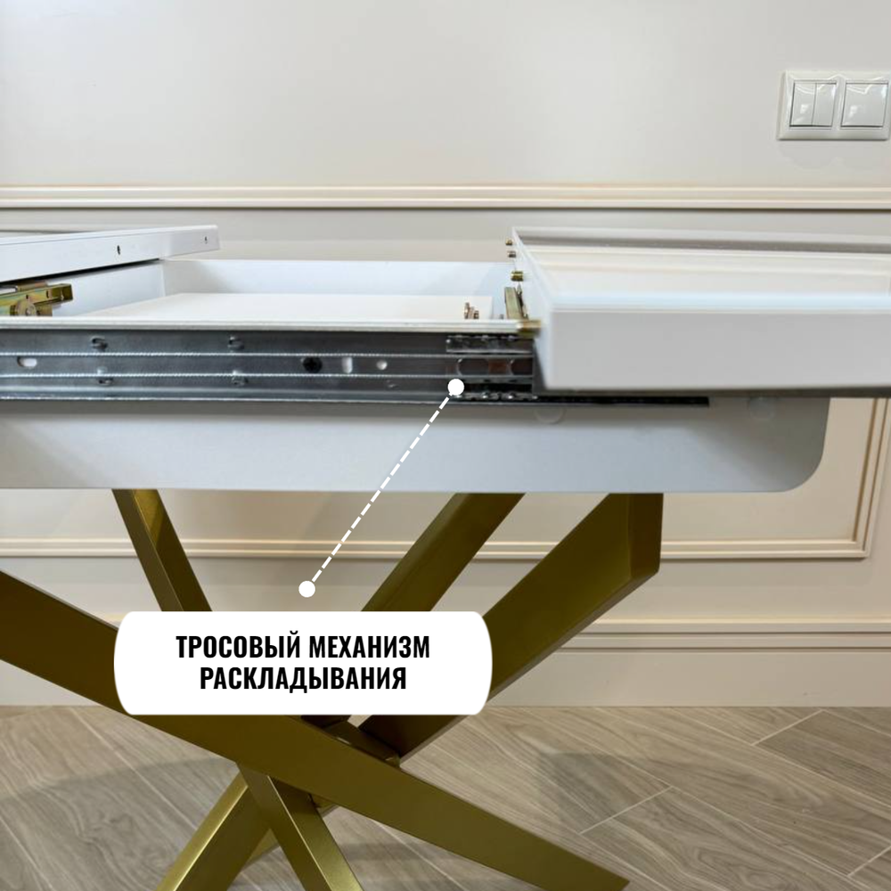 Стол круглый стеклянный "Белый глянец"