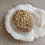 брошь винтаж овал с веточками и белыми кристаллами no name