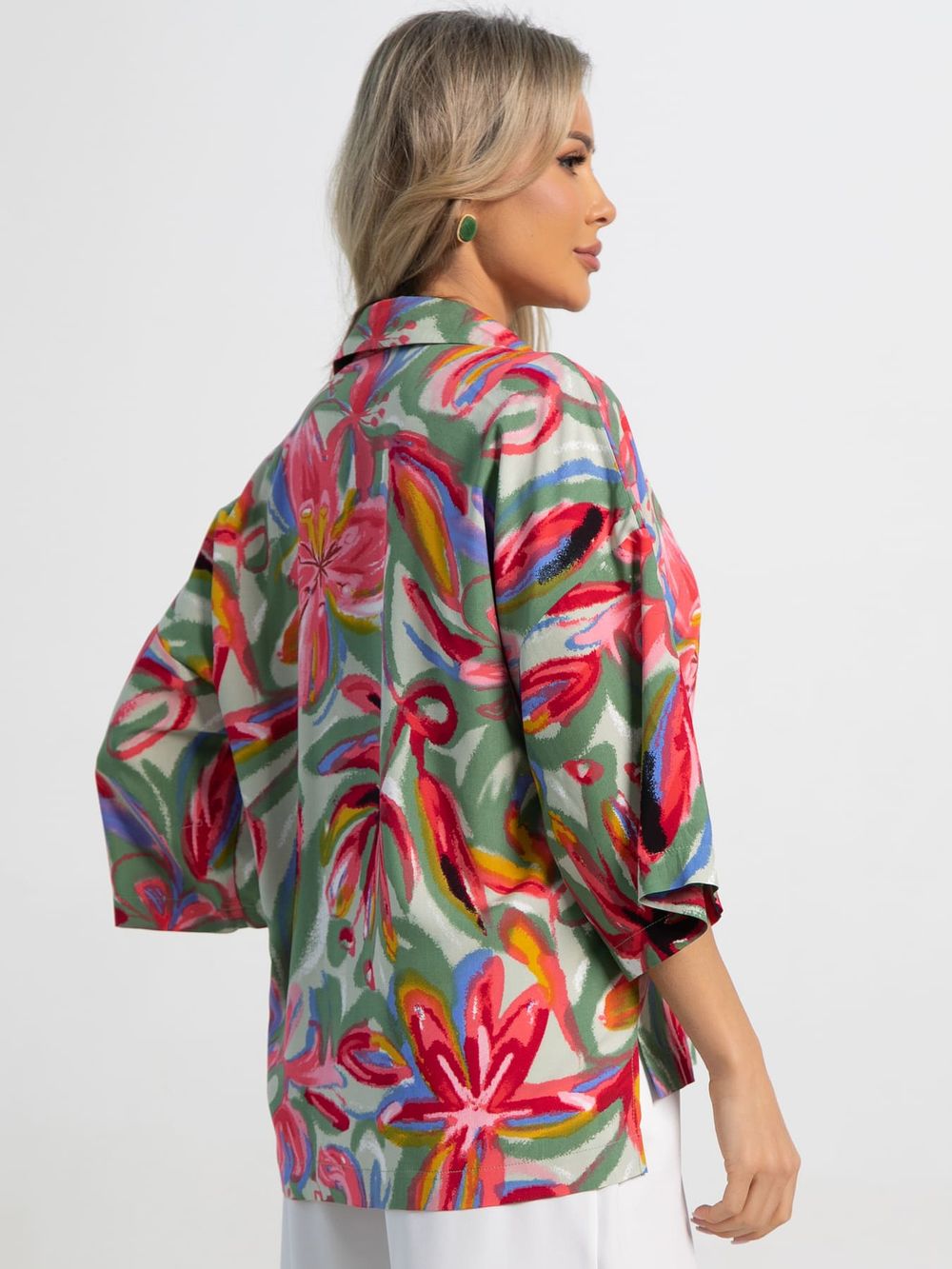 Блуза Ветерок (фисташка/цветы) Б15927-16М LT Collection
