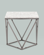 Журнальный столик Авалон 61*61 серый мрамор сталь темный хром