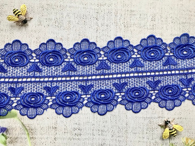 Кружево плетеное, ш. 12 см, электрик