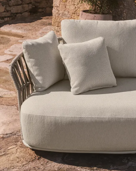 Двухместный модуль уличного дивана Osani из алюминия экрю и веревки цвета таупе 170 см