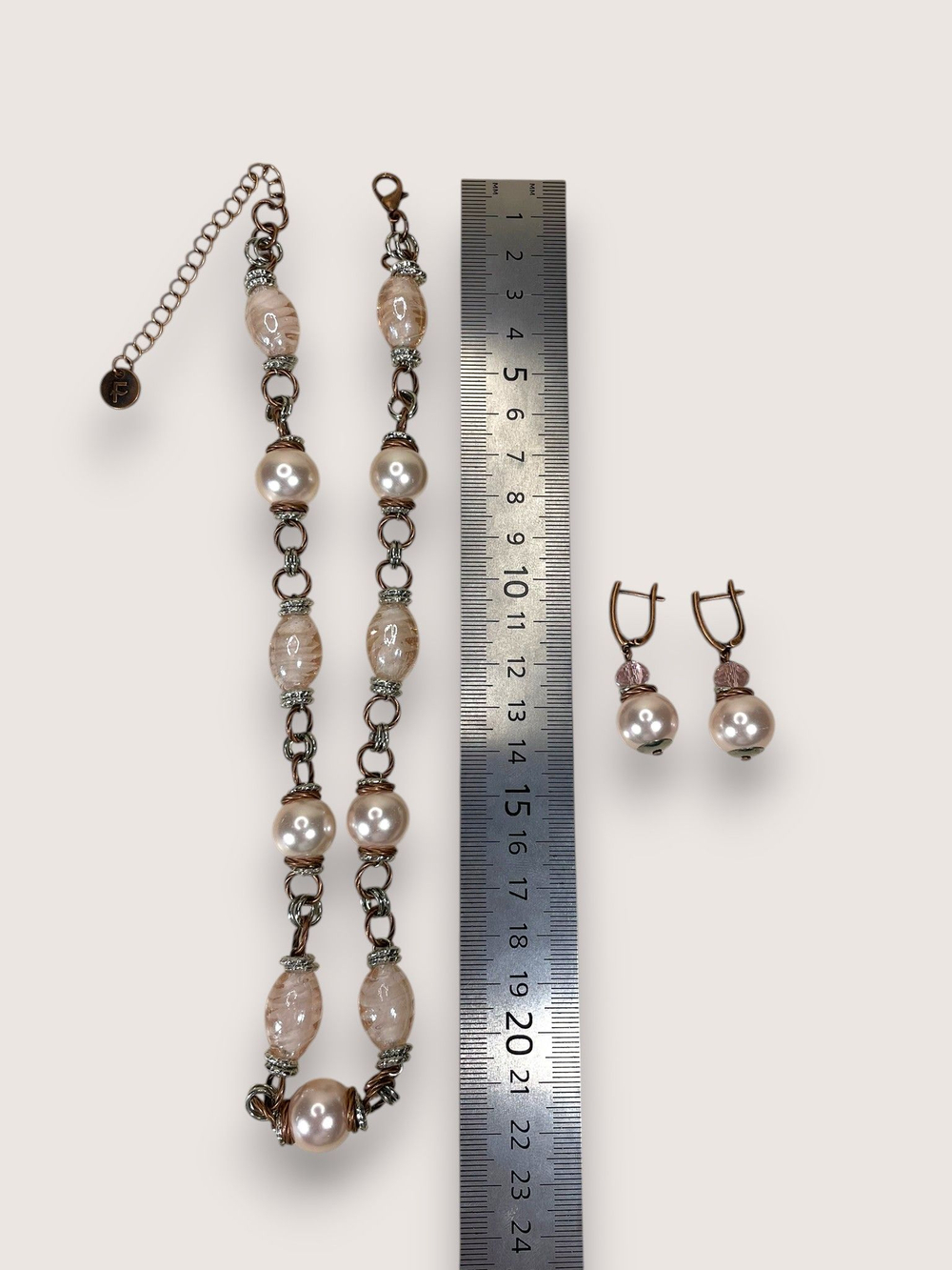 Комплект колье и серьги муранское стекло