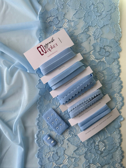 Эластичное кружево голубое ширина 17,5 см