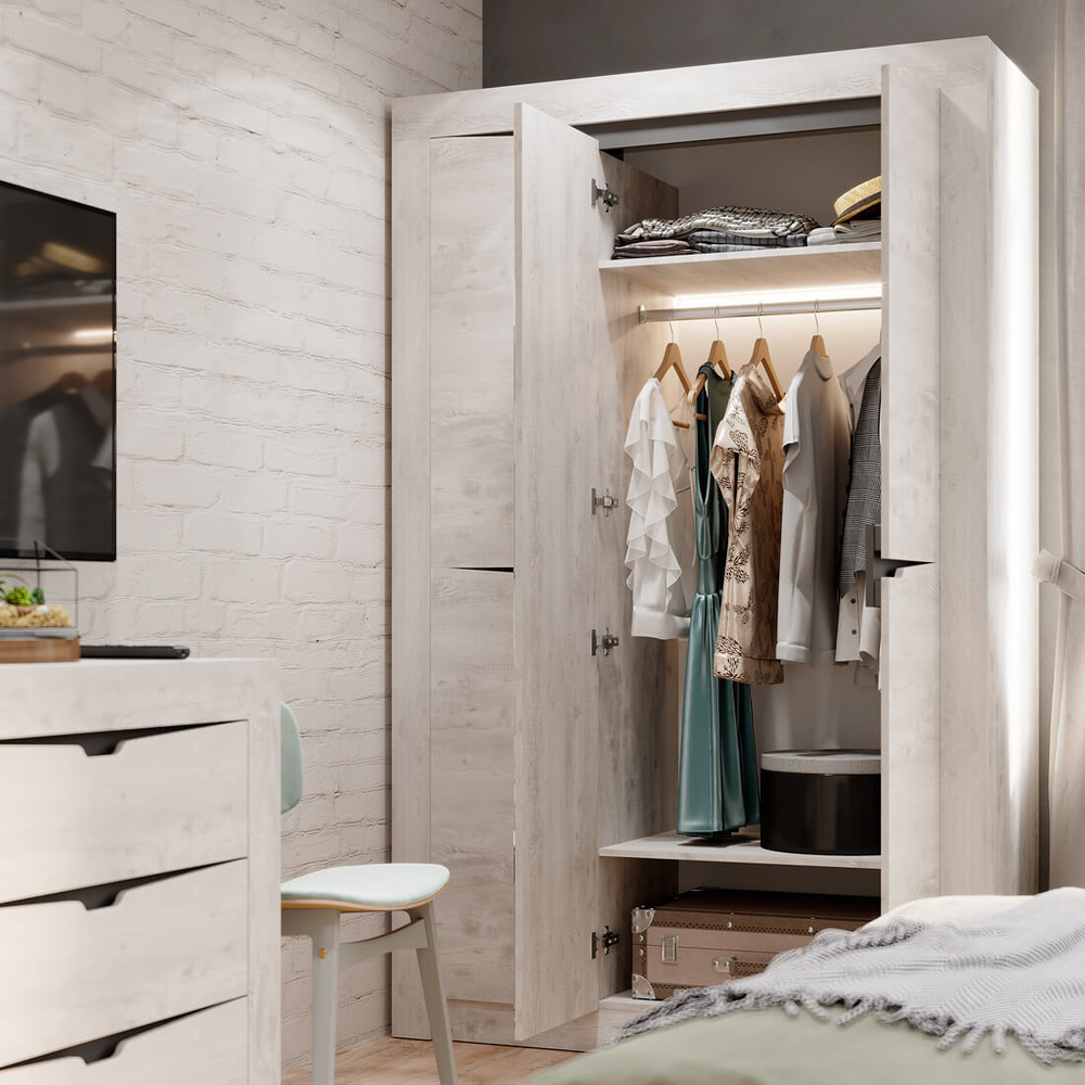 Шкаф 3х ств. ШК-35 МС Леонардо бетон пайн светлый, графит