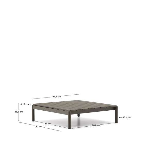 Журнальный столик Sorells из зеленого алюминия 89 x 91 см