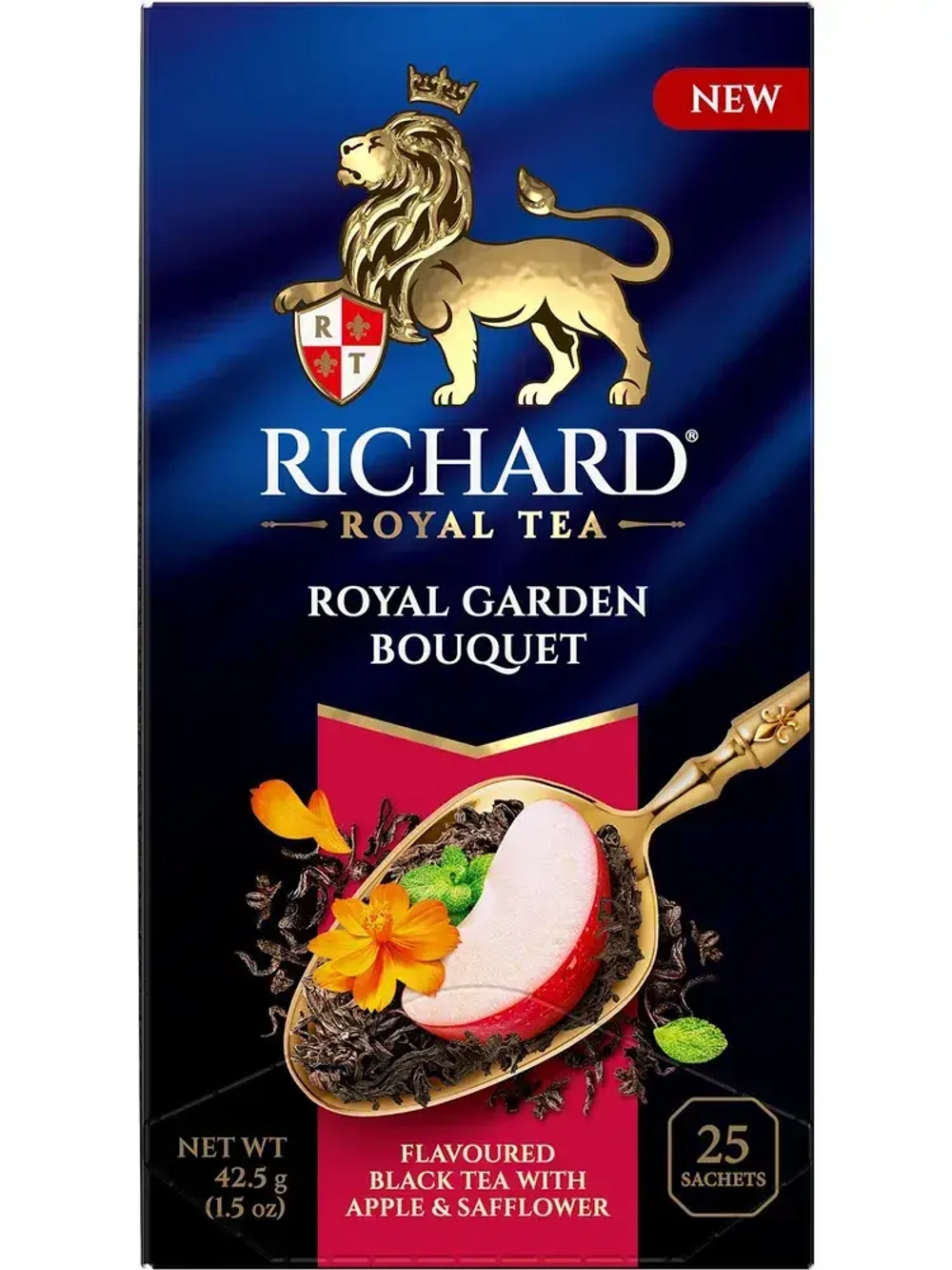 Чай в пакетиках Richard Royal с лепестками сафлора, яблоком и мятой, черный, 25 шт