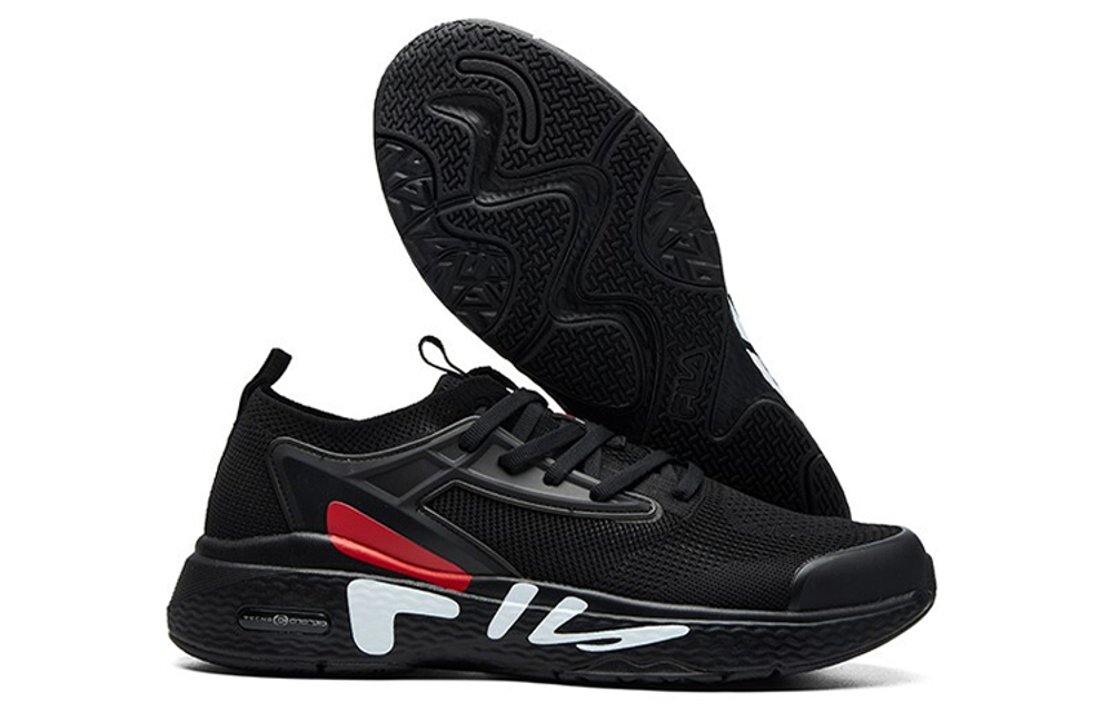 FILA Athletics Mind 3s totem lace-up fabric TPU shock absorption, non-slip, wear-resistant, breathable, low-cut casual running shoes men's black