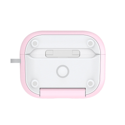 Чехол розового цвета для наушников AirPods Pro 2, белый цвет, Dux Ducis, серия PECQ Series (встроенная подставка для смартфона)