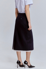 Юбка в полоску из шерсти с контрастной подкладкой