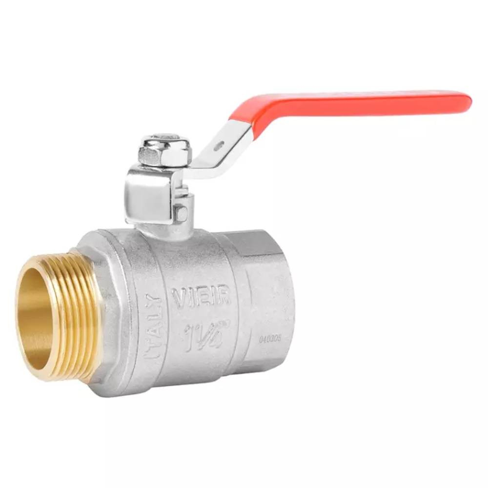 Кран VIEIR шаровый 3/4" ВН, красная ручка, никель (80/10) VR202-02