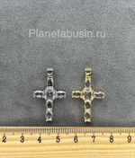 Подвеска люкс (Корея) крест со стеклом 0872