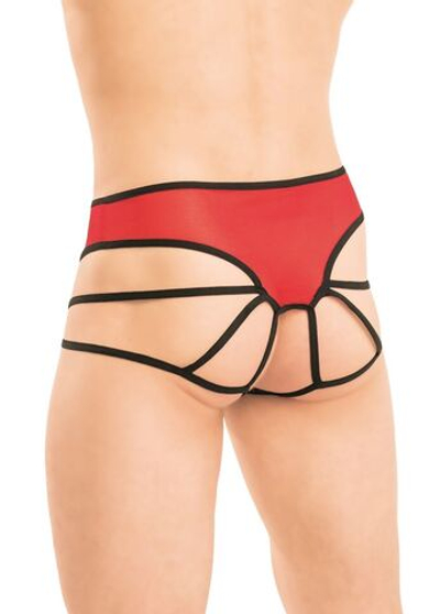Мужские трусы с бретелями по бокам (Размер: M-L) (Цвет: красный с черным)