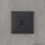 USB 2.0 розетка одинарная в стену, тип А-А, "Avanti", "Черный матовый"