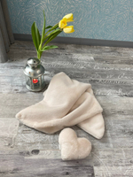 8303 MD Невероятно мягкий плед PREMIUM кремово-бежевый, мягкий МЕХ "Furry Heart Blanket" 50х70 см