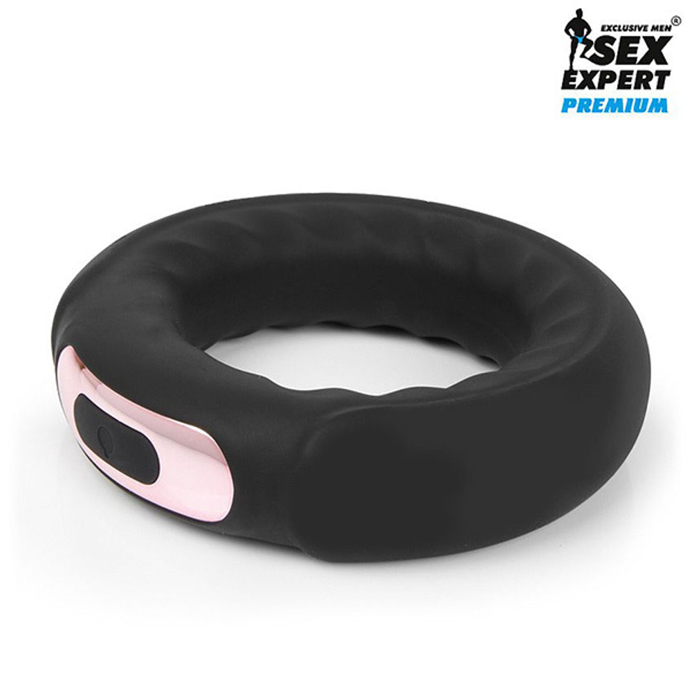 Черное эрекционное перезаряжаемое виброкольцо 4,8см Bior Toys Sex Expert SEM-55211