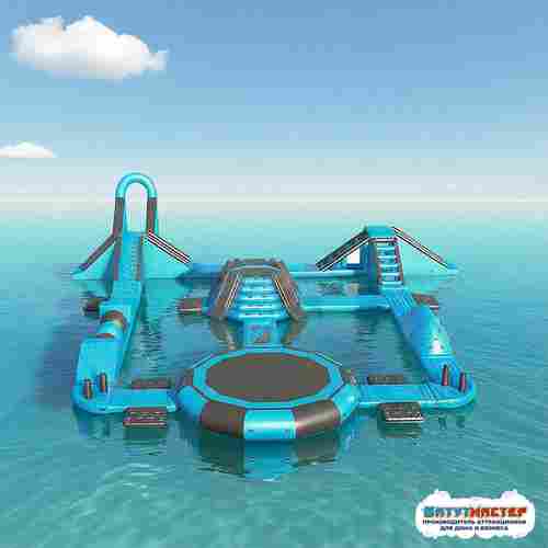 Коммерческий надувной аквапарк для бизнеса «Синий шторм» 33×30×5 м