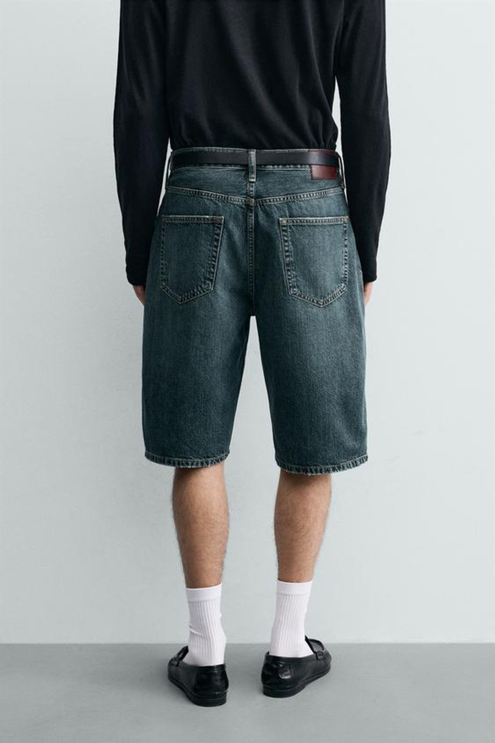 ZARA ДЖИНСОВЫЕ ШОРТЫ LOOSE FIT, ЗЕЛЕНОВАТО-СИНИЙ