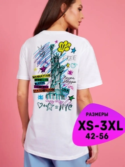 Футболка с принтом на спине женская и мужская оверсайз