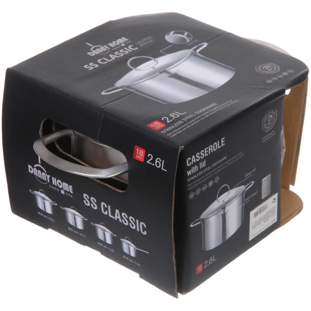 Кастрюля из нержавеющей стали STELLA 2,6л, индукция, DH11-18