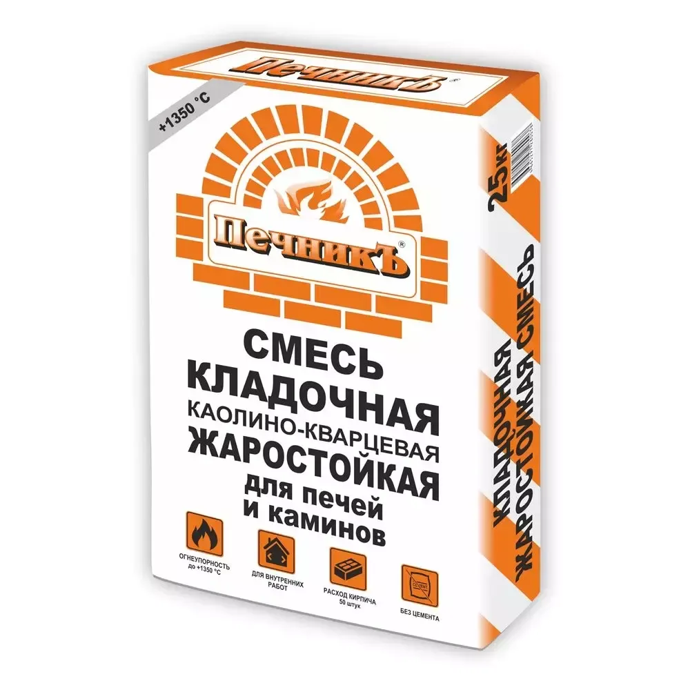 Смесь кладочная каолино–кварцевая жаростойкая 25,0 кг