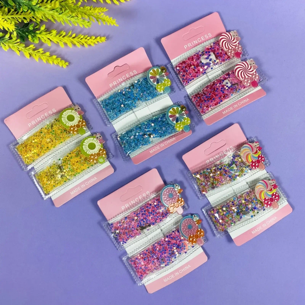 Зажимы для волос детские 2шт «Confetti», вкусняшки, микс 6 цветов, 7*2см