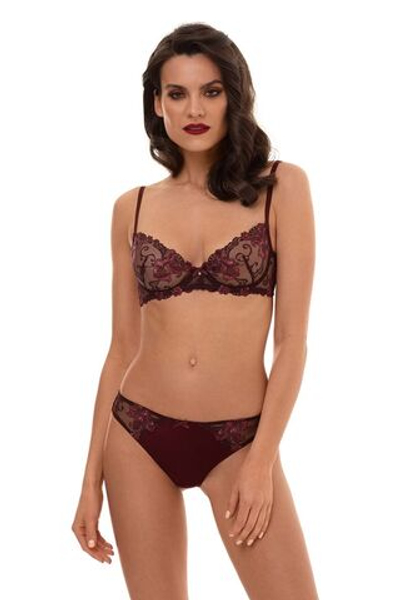 Прелестные трусики-стринги из эластичного полотна (Размер: L) (Цвет: бордовый)