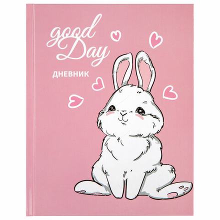 Дневник 1-4 класс 48 л., твердый, ЮНЛАНДИЯ, глянцевая ламинация, с подсказом, "Bunny"
