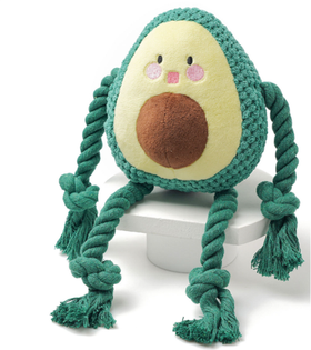Mr.Kranch Игрушка для собак "Авокадо" плюшевая с канатиками и пищалкой 13,5см.