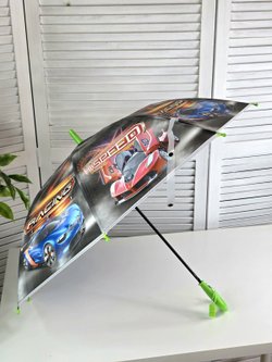 Зонт детский Гоночные машинки 48,5 см зелёный (202002036)