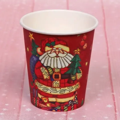 Стакан бумажный 0,2л в наборе 10 шт «Дед Мороз с подарочками»