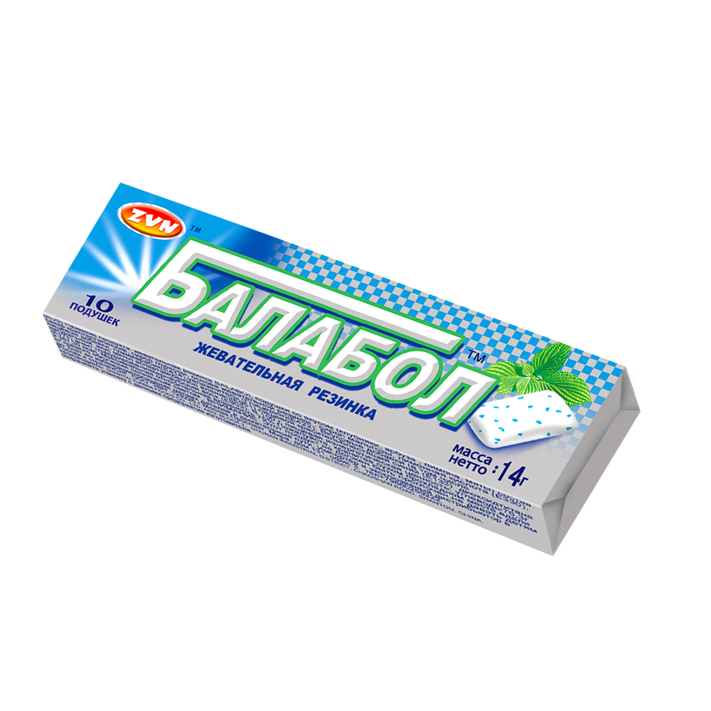 Жевательная резинка «БАЛАБОЛ» TM со вкусом мяты в виде драже ZVN TM 14г*20шт*30бл