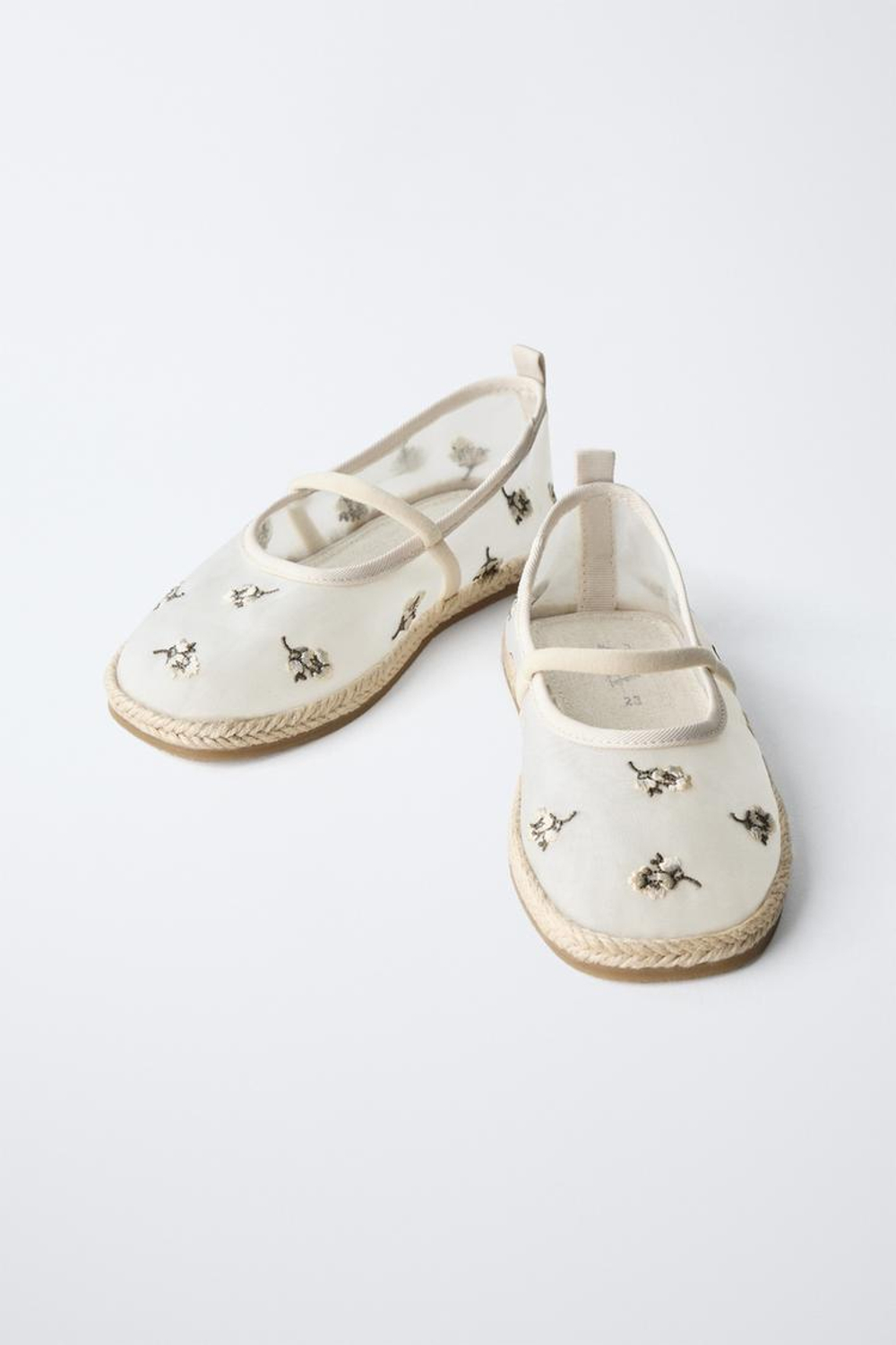 ZARA БАЛЕТКИ ВЫШИВКОЙ И ДЖУТОВОЙ ПОДОШВОЙ, ЭКРЮ