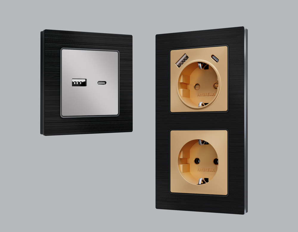 AF550502 Рамка ALFA Platos (Черный Металл шлифованный) 2-ая