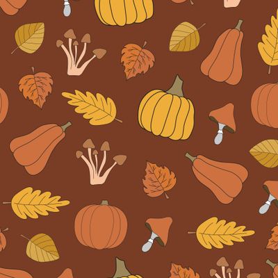 Осенний принт на коричневом фоне